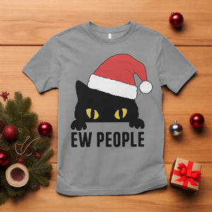 Funny Cat Christmas T Shirt Ew People Anti Social Grumpy Cat Xmas TS14 Sport Gray Print Your Wear