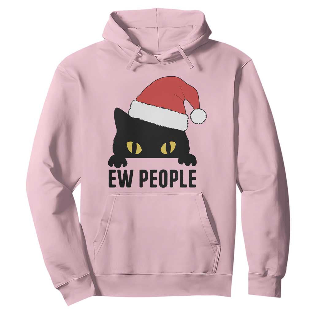 Funny Cat Christmas Hoodie Ew People Anti Social Grumpy Cat Xmas TS14 Light Pink Print Your Wear