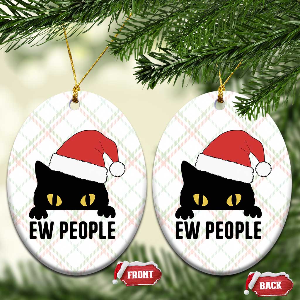 Funny Cat Christmas Ceramic Ornament Ew People Anti Social Grumpy Cat Xmas TS14 Print Your Wear
