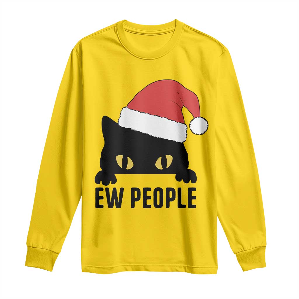 Funny Cat Christmas Long Sleeve Shirt Ew People Anti Social Grumpy Cat Xmas TS14 Daisy Print Your Wear