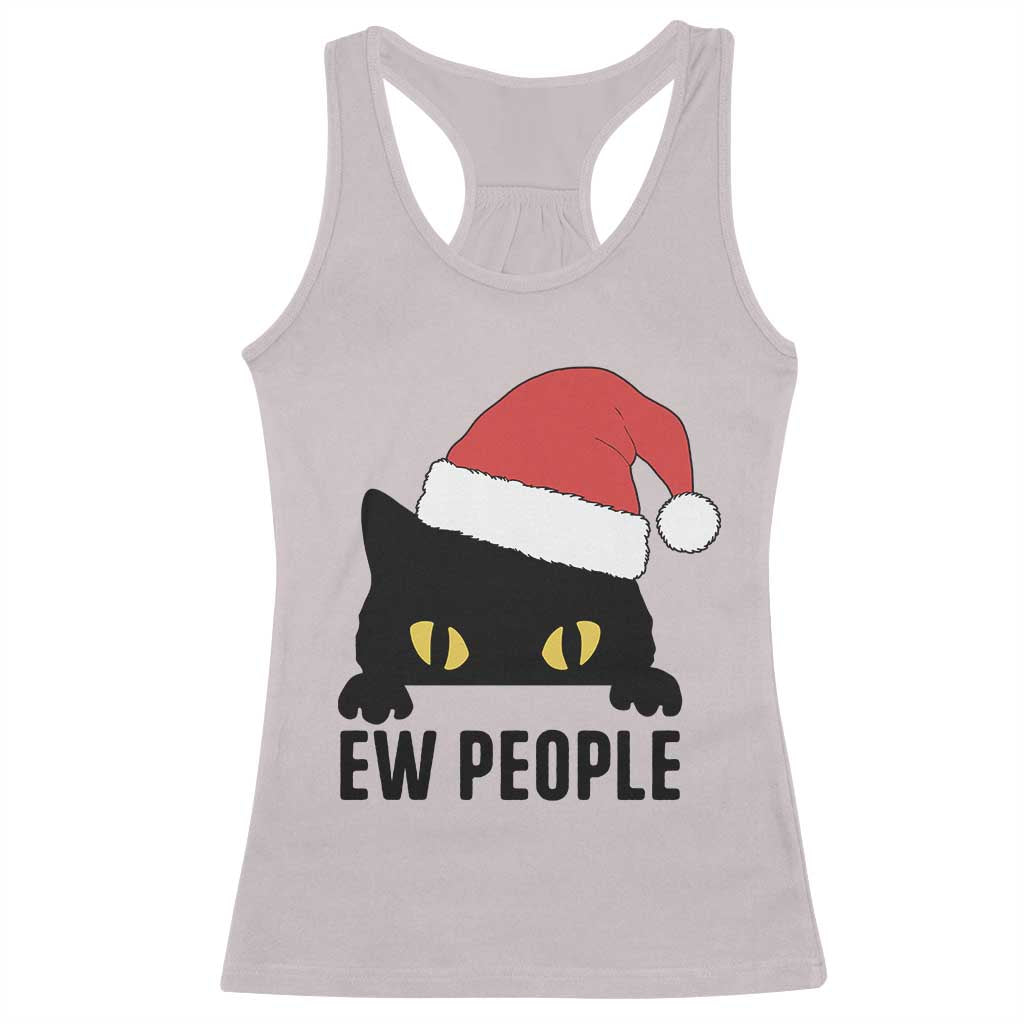 Funny Cat Christmas Racerback Tank Top Ew People Anti Social Grumpy Cat Xmas TS14 Ice Gray Print Your Wear