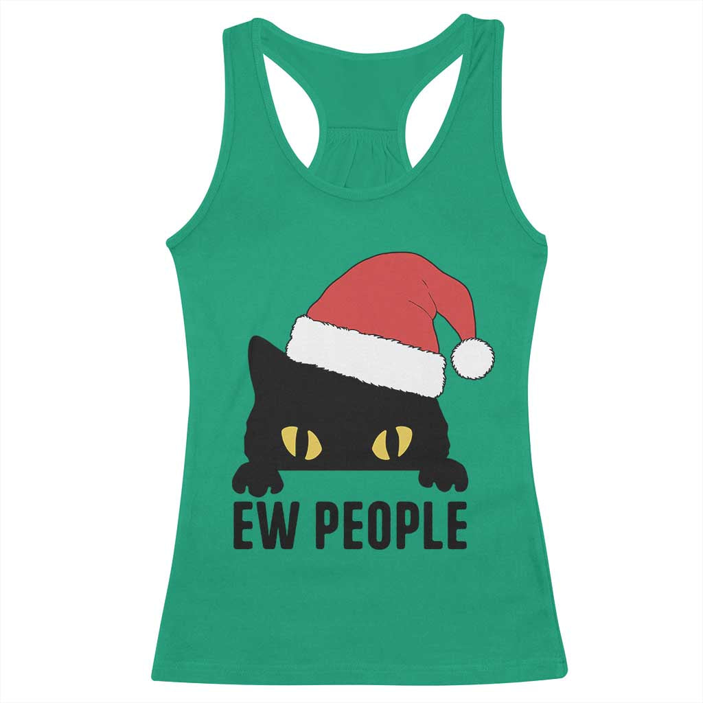 Funny Cat Christmas Racerback Tank Top Ew People Anti Social Grumpy Cat Xmas TS14 Irish Green Print Your Wear