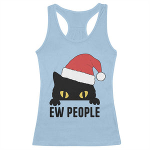 Funny Cat Christmas Racerback Tank Top Ew People Anti Social Grumpy Cat Xmas TS14 Light Blue Print Your Wear