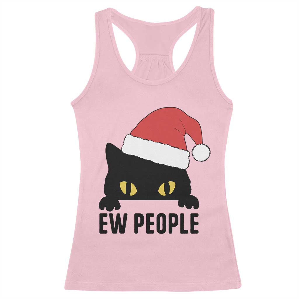 Funny Cat Christmas Racerback Tank Top Ew People Anti Social Grumpy Cat Xmas TS14 Light Pink Print Your Wear