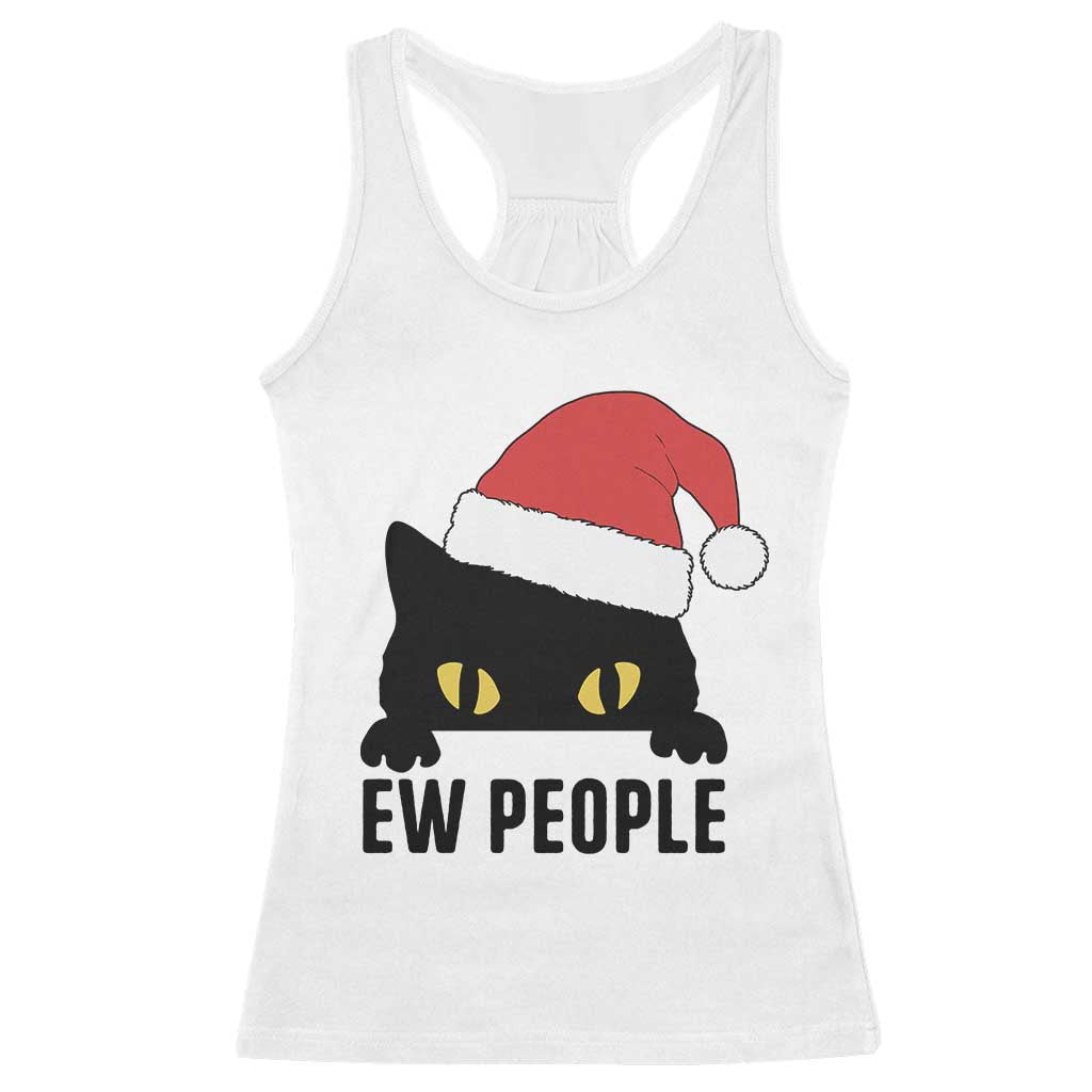 Funny Cat Christmas Racerback Tank Top Ew People Anti Social Grumpy Cat Xmas TS14 White Print Your Wear