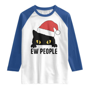 Funny Cat Christmas Raglan Shirt Ew People Anti Social Grumpy Cat Xmas TS14 White Royal Print Your Wear