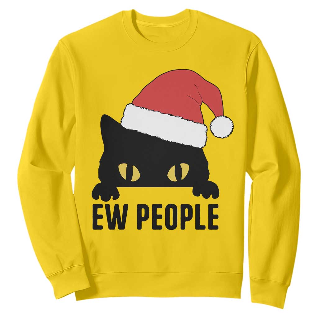 Funny Cat Christmas Sweatshirt Ew People Anti Social Grumpy Cat Xmas TS14 Daisy Print Your Wear
