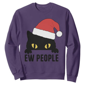 Funny Cat Christmas Sweatshirt Ew People Anti Social Grumpy Cat Xmas TS14 Purple Print Your Wear