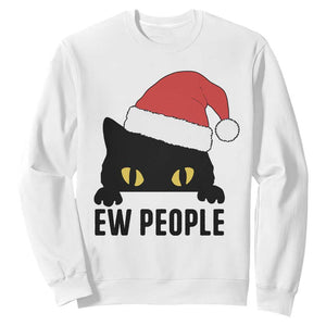 Funny Cat Christmas Sweatshirt Ew People Anti Social Grumpy Cat Xmas TS14 White Print Your Wear