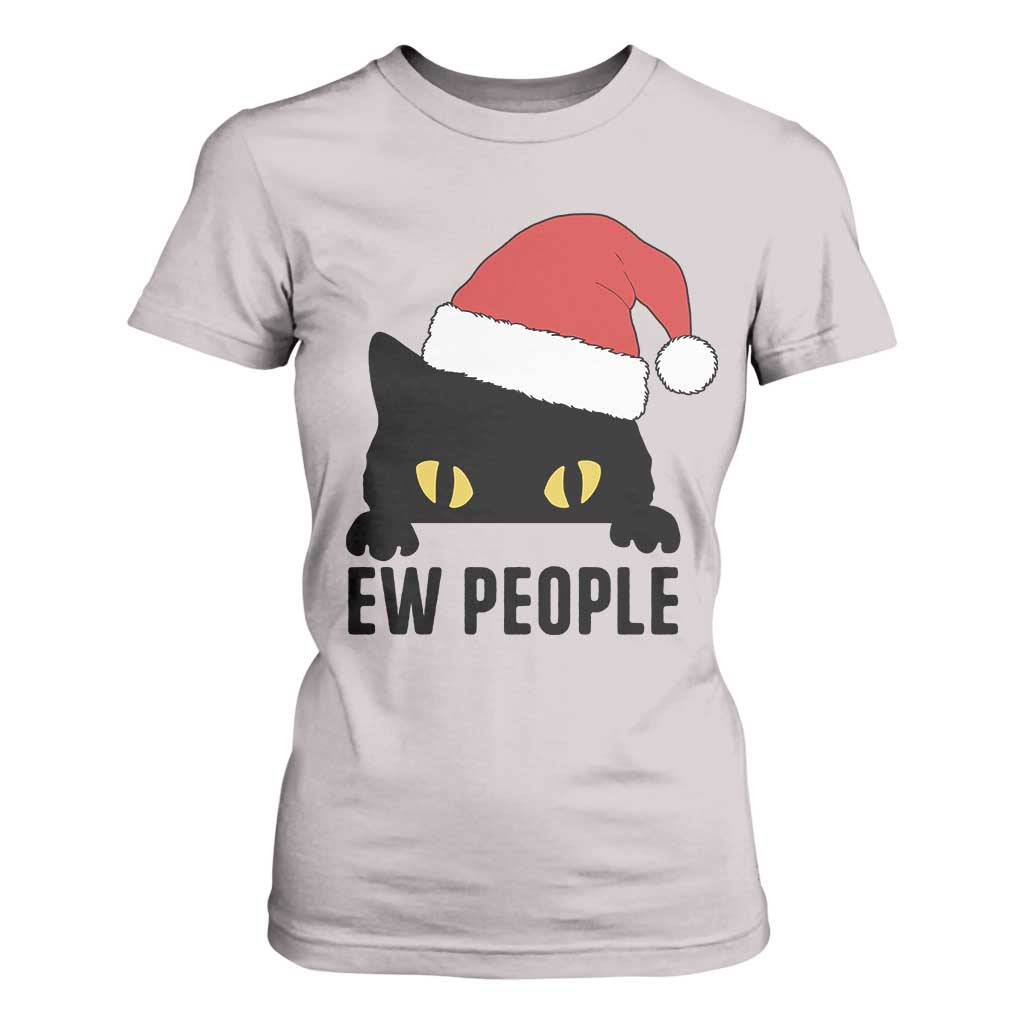 Funny Cat Christmas T Shirt For Women Ew People Anti Social Grumpy Cat Xmas TS14 Ice Gray Print Your Wear