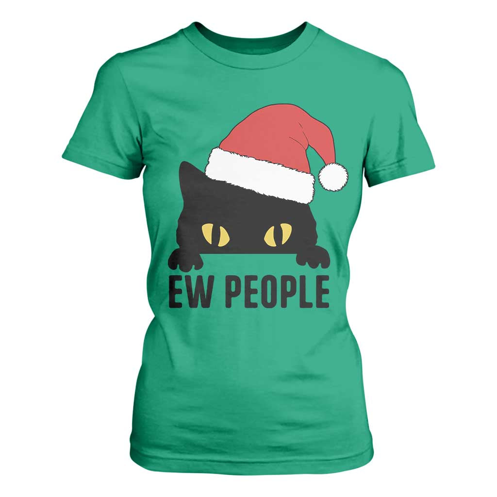 Funny Cat Christmas T Shirt For Women Ew People Anti Social Grumpy Cat Xmas TS14 Irish Green Print Your Wear