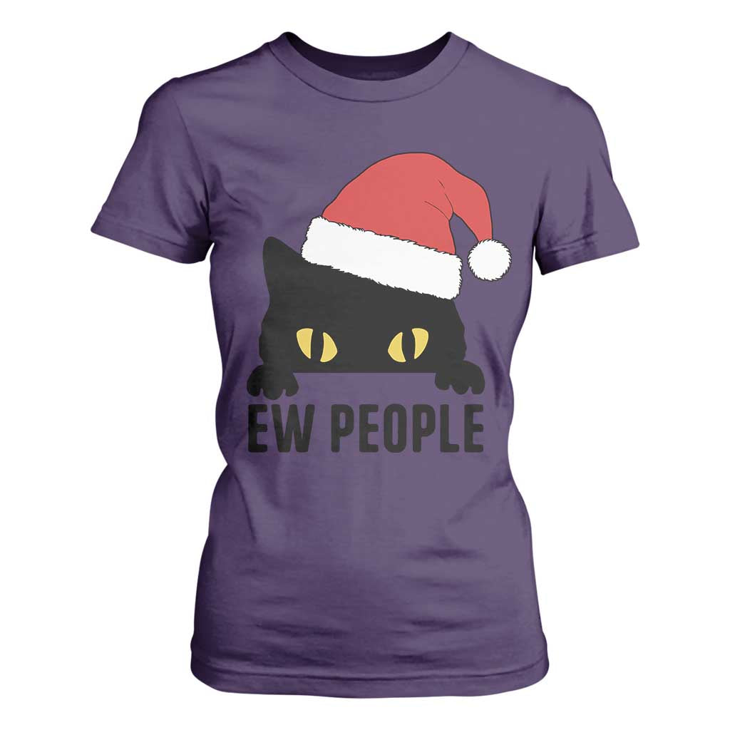 Funny Cat Christmas T Shirt For Women Ew People Anti Social Grumpy Cat Xmas TS14 Purple Print Your Wear