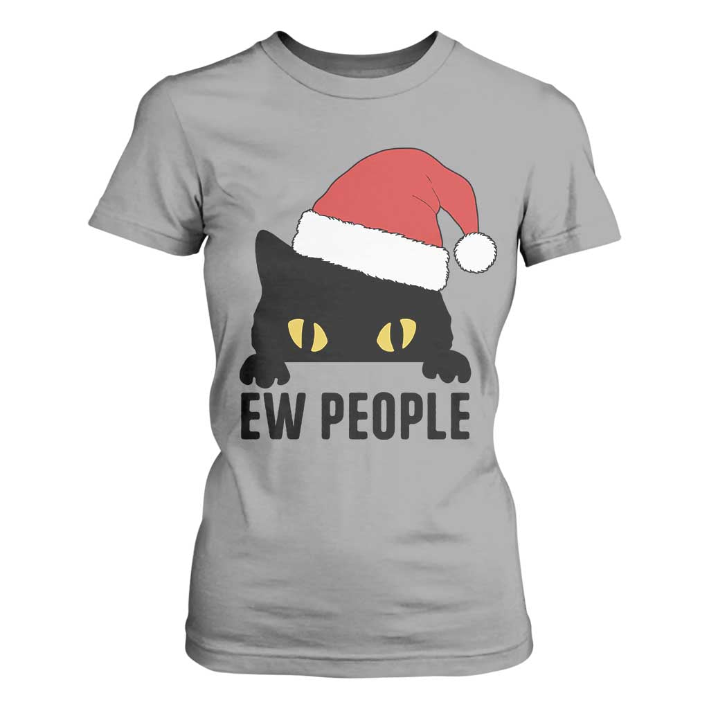 Funny Cat Christmas T Shirt For Women Ew People Anti Social Grumpy Cat Xmas TS14 Sport Gray Print Your Wear