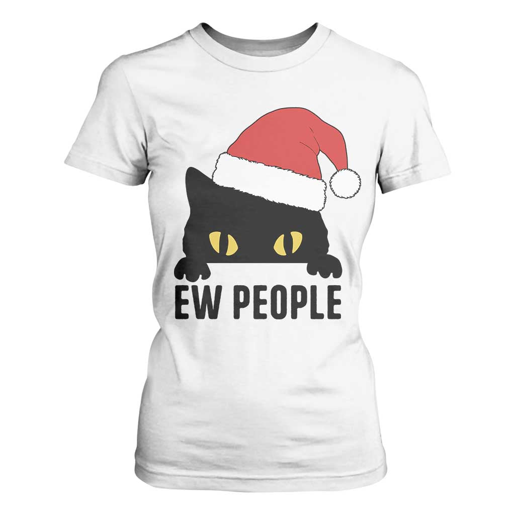 Funny Cat Christmas T Shirt For Women Ew People Anti Social Grumpy Cat Xmas TS14 White Print Your Wear