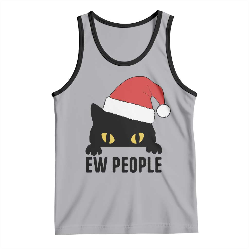 Funny Cat Christmas Tank Top Ew People Anti Social Grumpy Cat Xmas TS14 Athletic Heather Black Print Your Wear