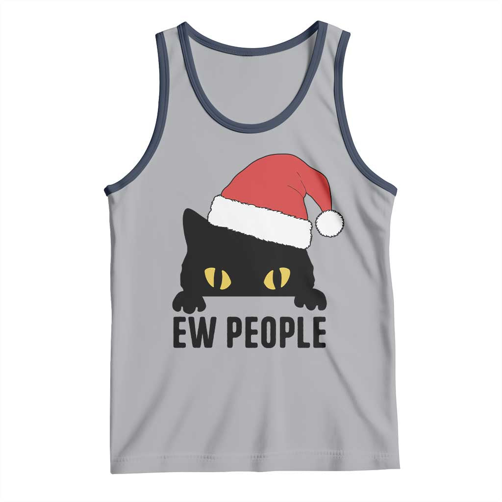 Funny Cat Christmas Tank Top Ew People Anti Social Grumpy Cat Xmas TS14 Athletic Heather Navy Print Your Wear