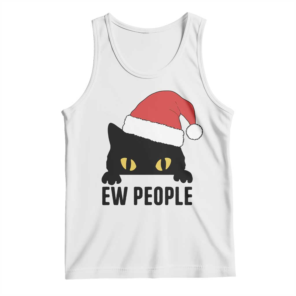 Funny Cat Christmas Tank Top Ew People Anti Social Grumpy Cat Xmas TS14 White Print Your Wear