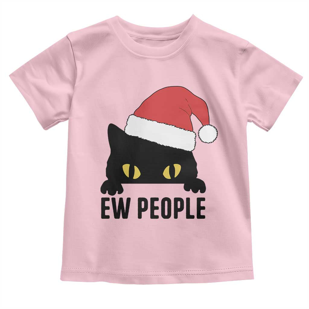 Funny Cat Christmas Toddler T Shirt Ew People Anti Social Grumpy Cat Xmas TS14 Light Pink Print Your Wear