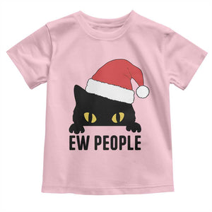 Funny Cat Christmas Toddler T Shirt Ew People Anti Social Grumpy Cat Xmas TS14 Light Pink Print Your Wear