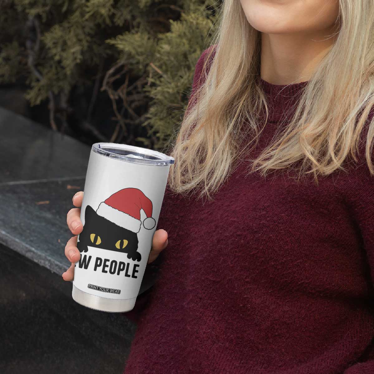 Funny Cat Christmas Tumbler Cup Ew People Anti Social Grumpy Cat Xmas TS14 Print Your Wear