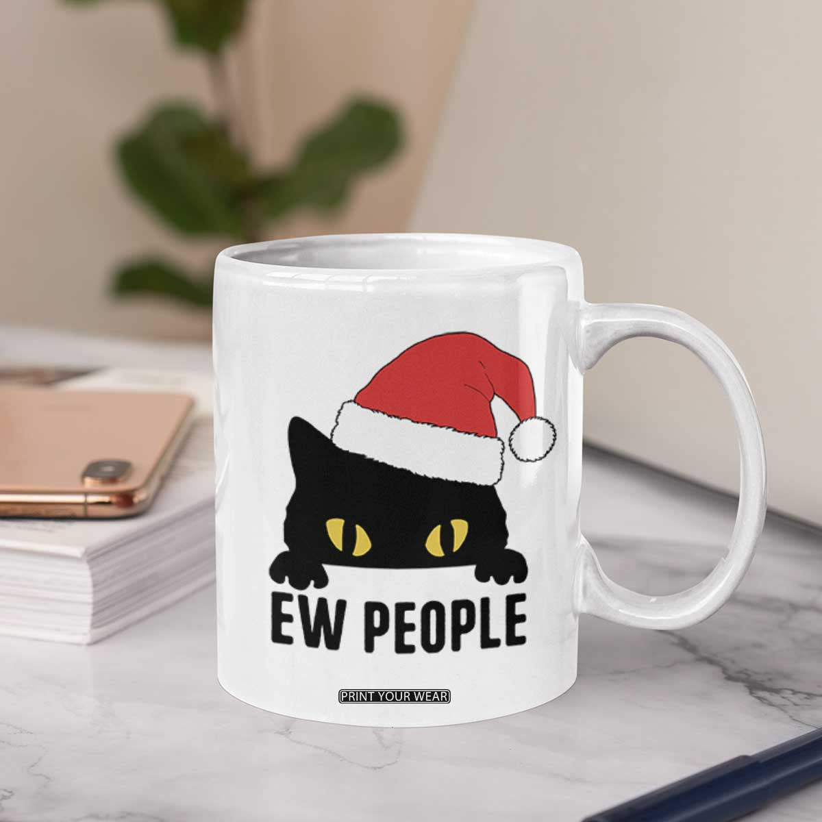 Funny Cat Christmas Coffee Mug Ew People Anti Social Grumpy Cat Xmas TS14 Print Your Wear