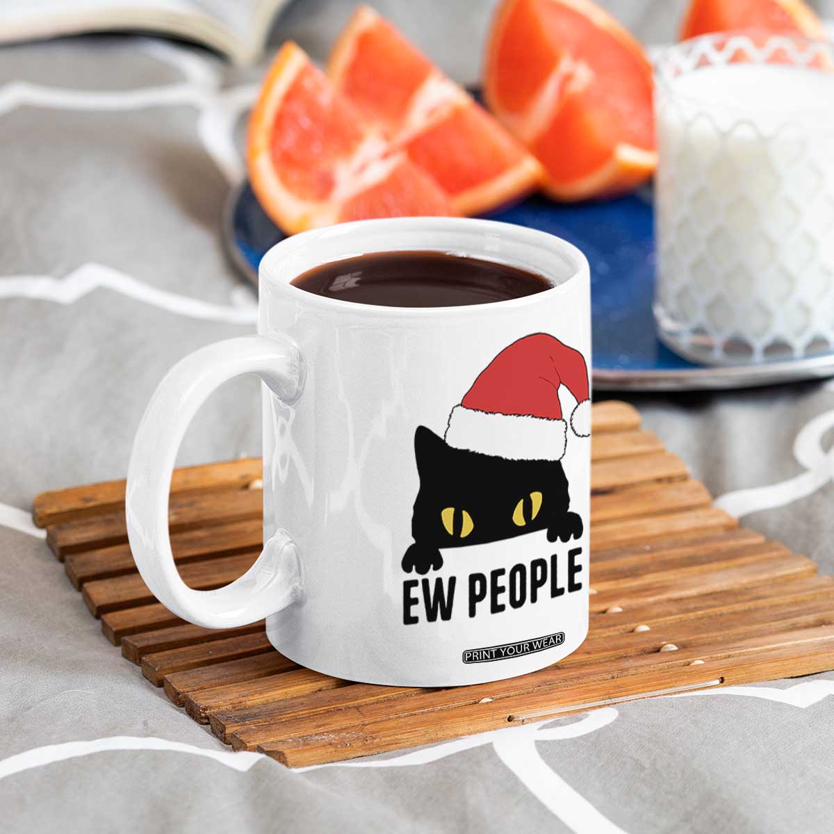 Funny Cat Christmas Coffee Mug Ew People Anti Social Grumpy Cat Xmas TS14 Print Your Wear