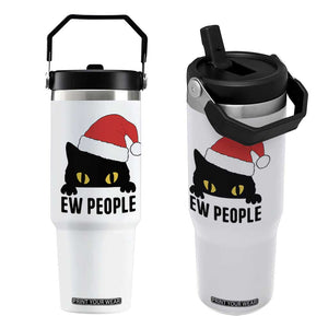 Funny Cat Christmas Flip Straw Tumbler Ew People Anti Social Grumpy Cat Xmas TS14 One Size: 30 oz White Print Your Wear