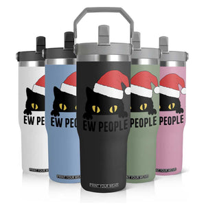 Funny Cat Christmas Flip Straw Tumbler Ew People Anti Social Grumpy Cat Xmas TS14 Print Your Wear
