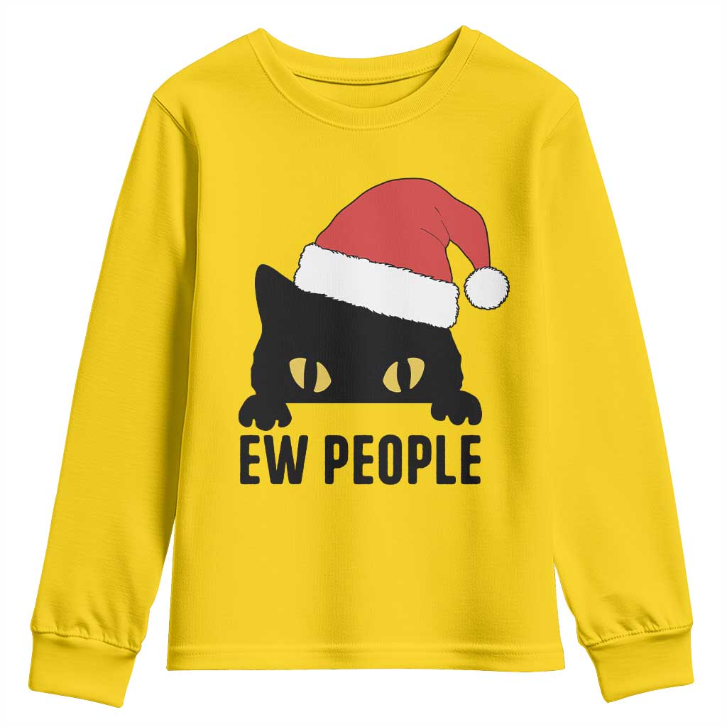 Funny Cat Christmas Youth Sweatshirt Ew People Anti Social Grumpy Cat Xmas TS14 Daisy Print Your Wear