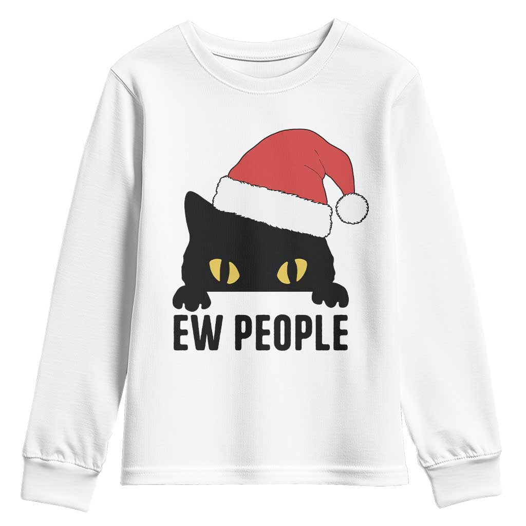 Funny Cat Christmas Youth Sweatshirt Ew People Anti Social Grumpy Cat Xmas TS14 White Print Your Wear
