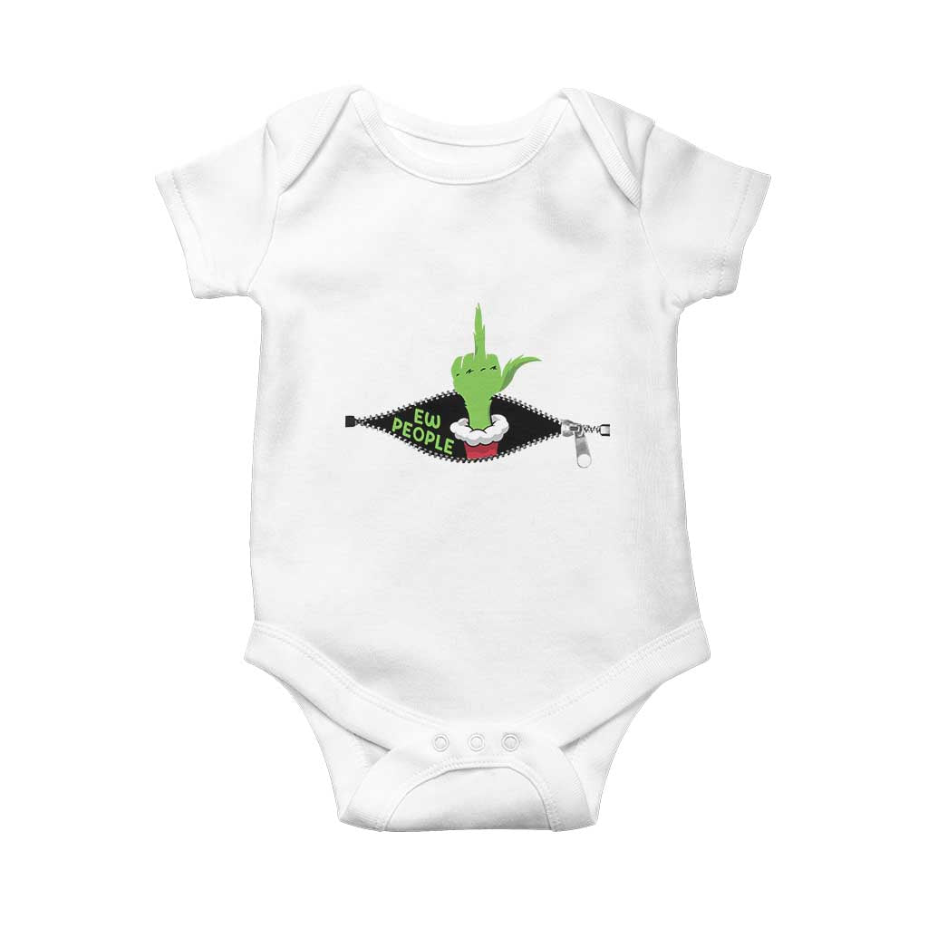 Funny Elf Hand Christmas Baby Onesie Ew People Anti Socaial Xmas TS14 White Print Your Wear