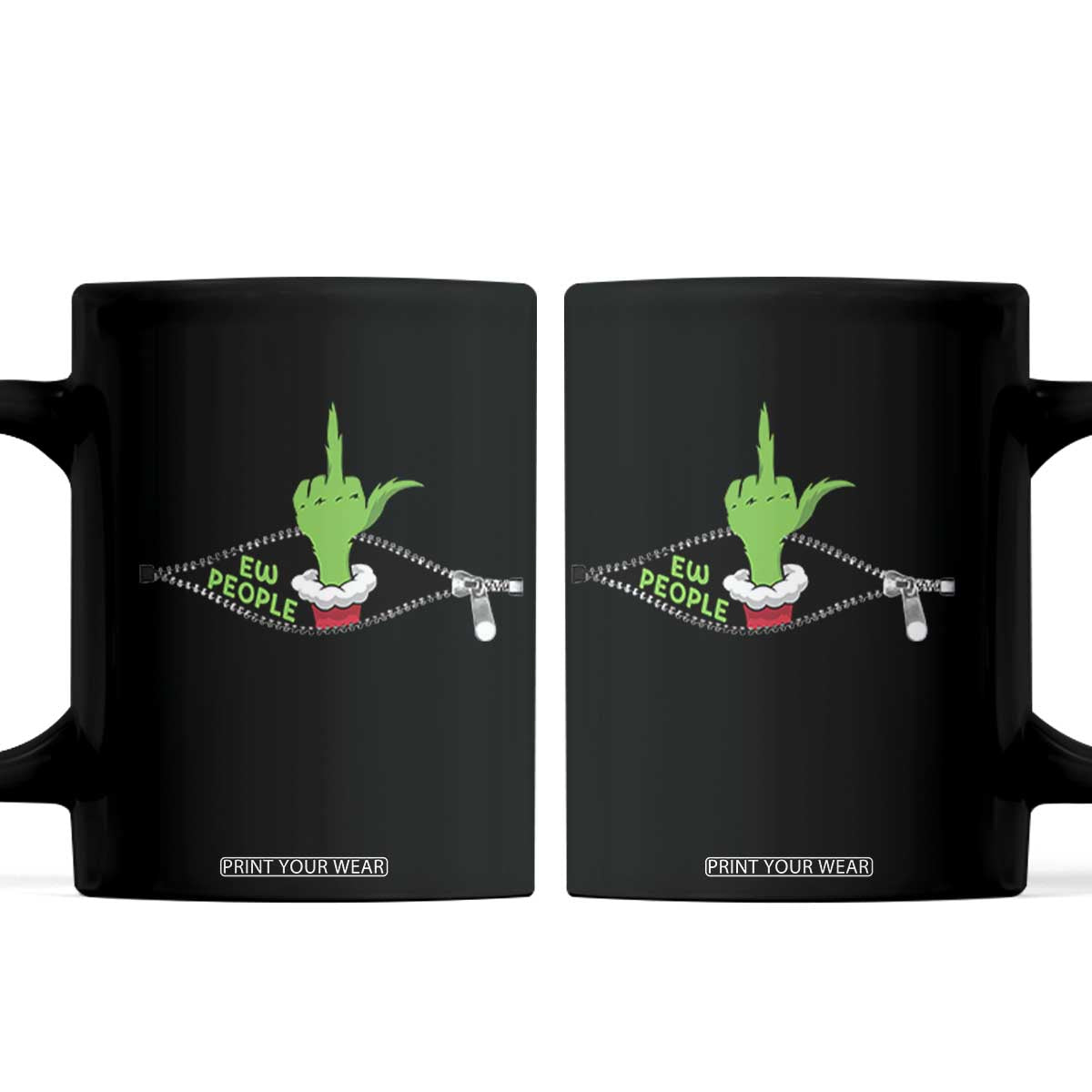 Funny Elf Hand Christmas Coffee Mug Ew People Anti Socaial Xmas TS14 Black Print Your Wear