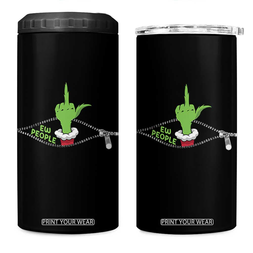 Funny Elf Hand Christmas 4 in 1 Can Cooler Tumbler Ew People Anti Socaial Xmas TS14 One Size: 16 oz Black Print Your Wear