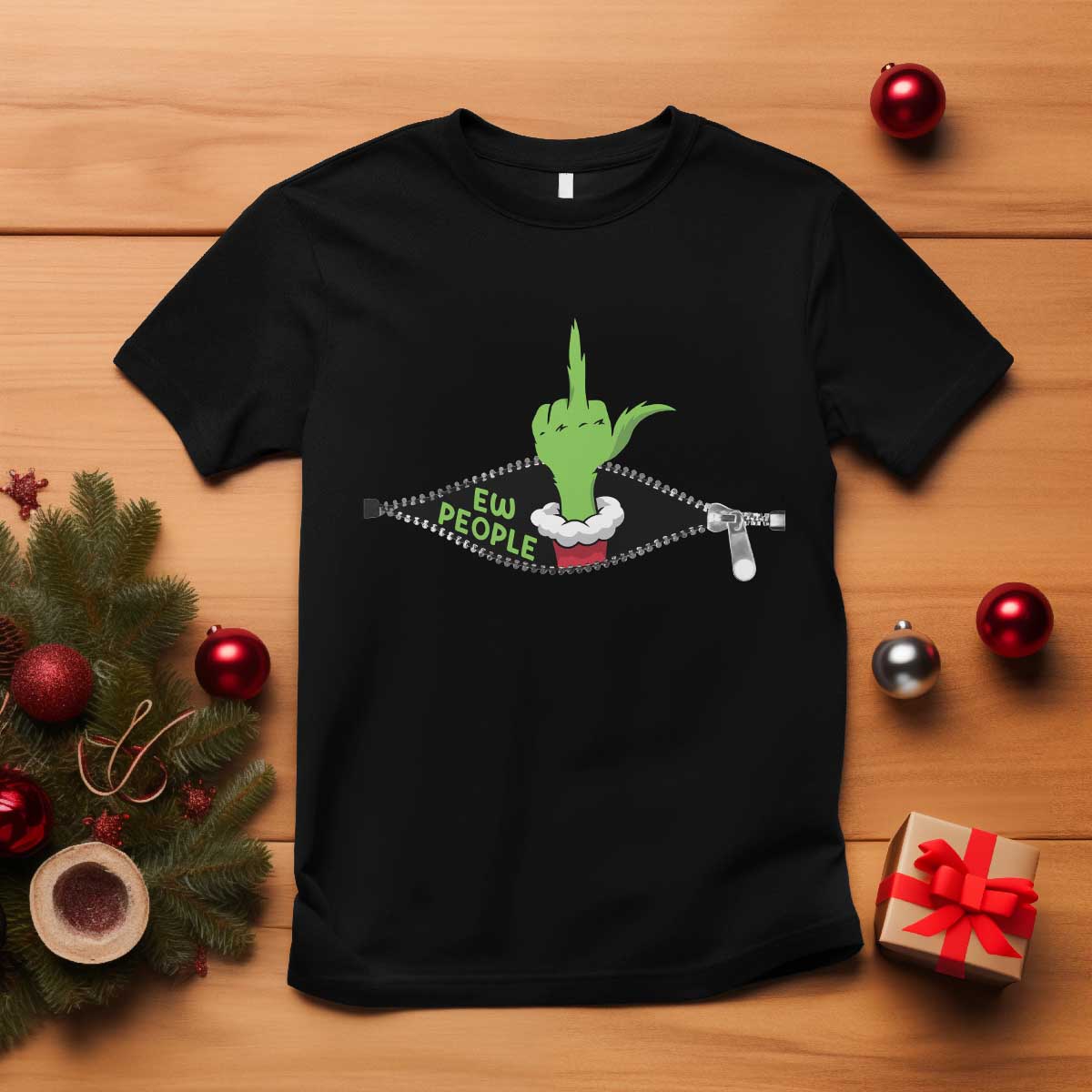 Funny Elf Hand Christmas T Shirt Ew People Anti Socaial Xmas TS14 Black Print Your Wear