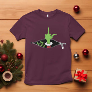 Funny Elf Hand Christmas T Shirt Ew People Anti Socaial Xmas TS14 Maroon Print Your Wear