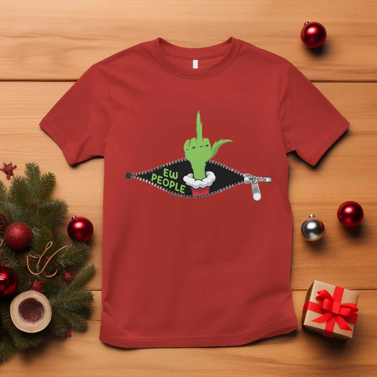 Funny Elf Hand Christmas T Shirt Ew People Anti Socaial Xmas TS14 Red Print Your Wear