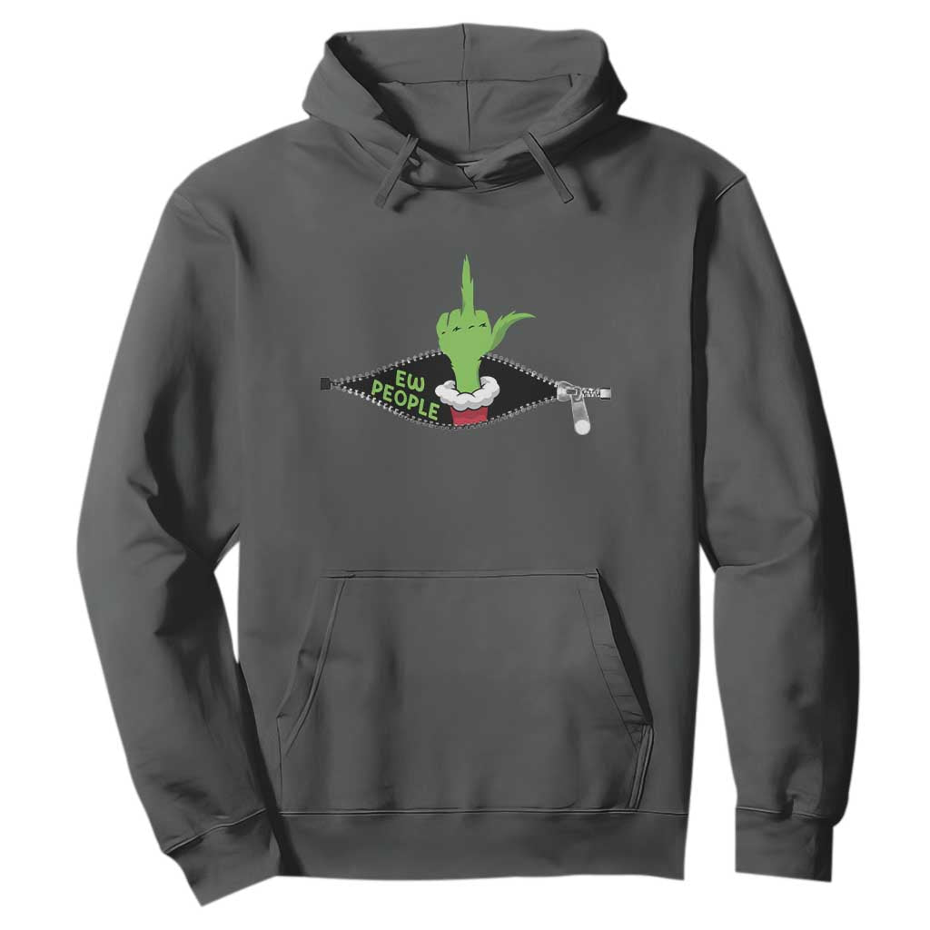Funny Elf Hand Christmas Hoodie Ew People Anti Socaial Xmas TS14 Dark Heather Print Your Wear