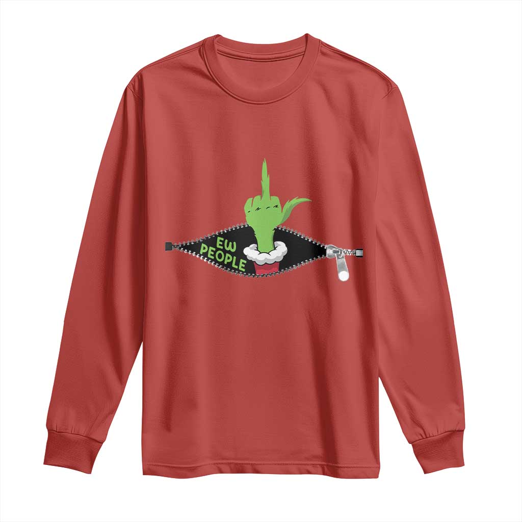 Funny Elf Hand Christmas Long Sleeve Shirt Ew People Anti Socaial Xmas TS14 Red Print Your Wear