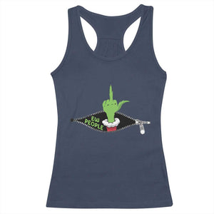 Funny Elf Hand Christmas Racerback Tank Top Ew People Anti Socaial Xmas TS14 Navy Print Your Wear