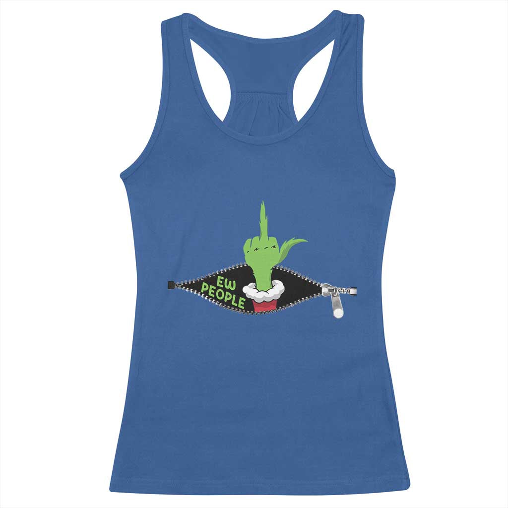 Funny Elf Hand Christmas Racerback Tank Top Ew People Anti Socaial Xmas TS14 Royal Blue Print Your Wear