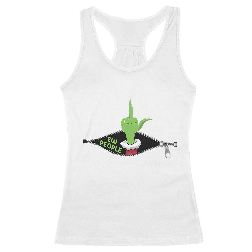 Funny Elf Hand Christmas Racerback Tank Top Ew People Anti Socaial Xmas TS14 White Print Your Wear