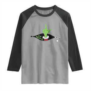 Funny Elf Hand Christmas Raglan Shirt Ew People Anti Socaial Xmas TS14 Sport Gray Black Print Your Wear