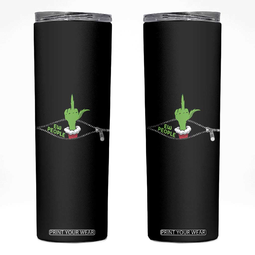 Funny Elf Hand Christmas Skinny Tumbler Ew People Anti Socaial Xmas TS14 Black Print Your Wear