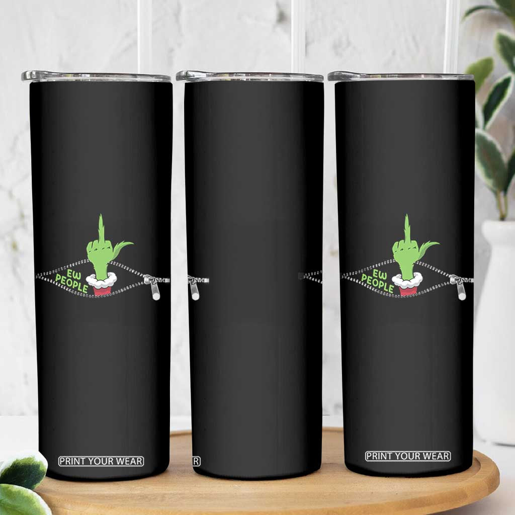 Funny Elf Hand Christmas Skinny Tumbler Ew People Anti Socaial Xmas TS14 Print Your Wear