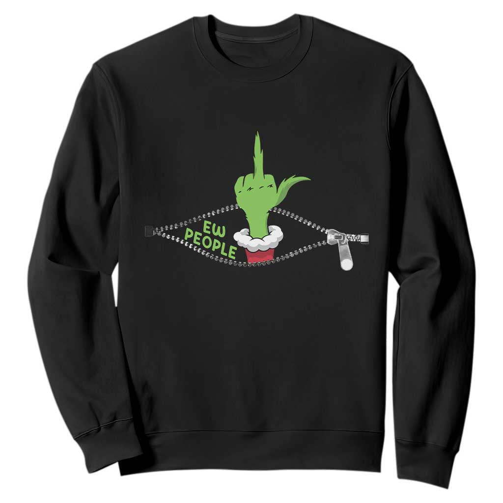 Funny Elf Hand Christmas Sweatshirt Ew People Anti Socaial Xmas TS14 Black Print Your Wear