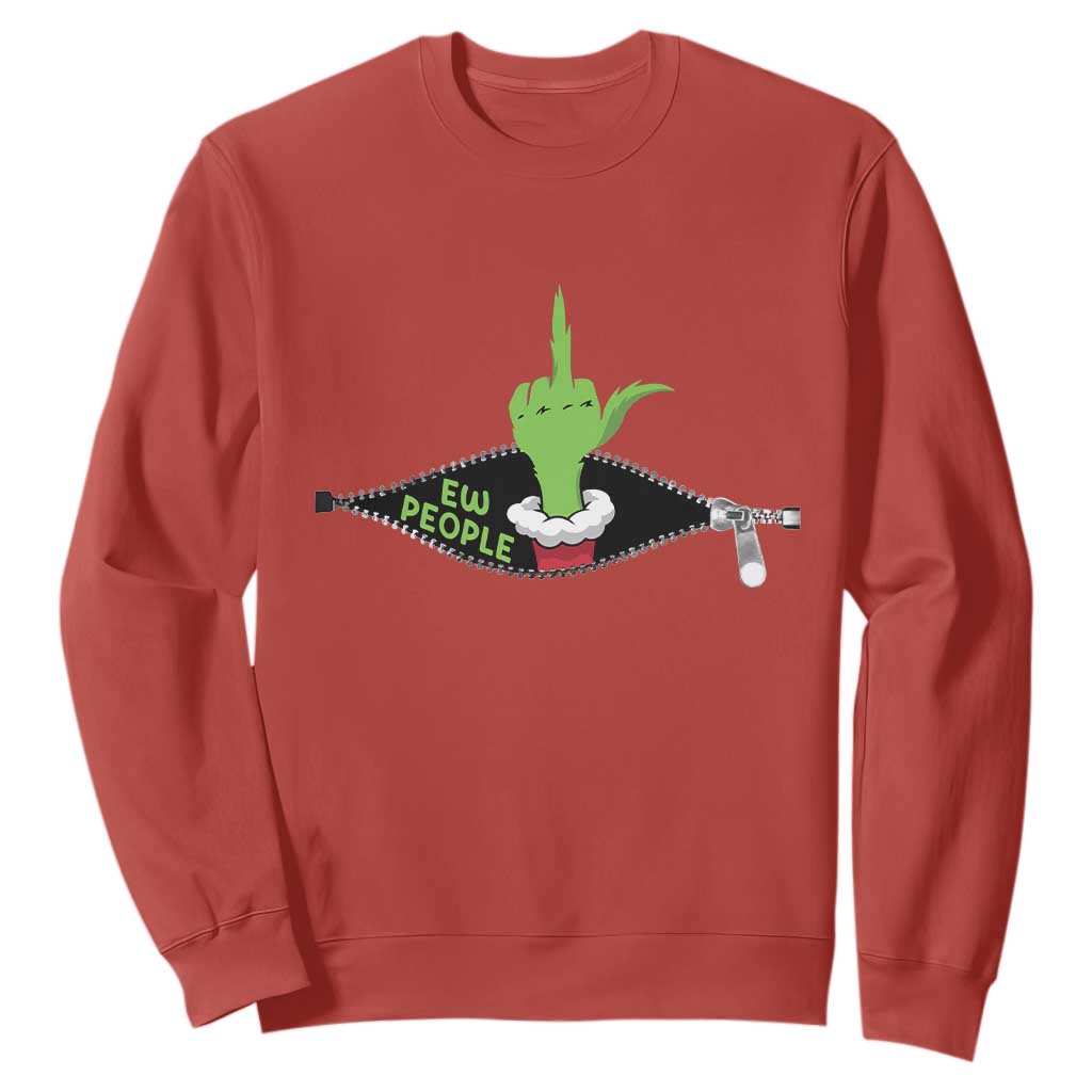Funny Elf Hand Christmas Sweatshirt Ew People Anti Socaial Xmas TS14 Red Print Your Wear