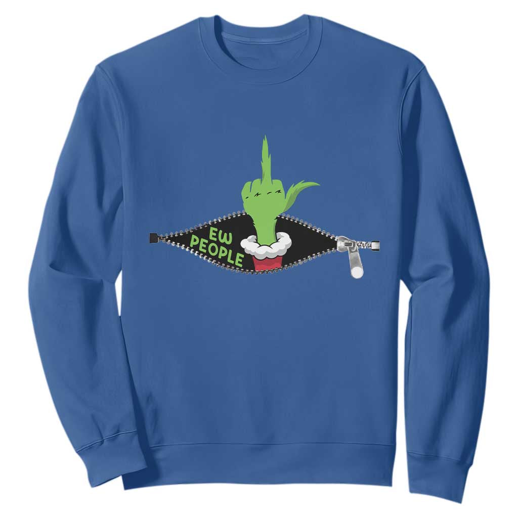 Funny Elf Hand Christmas Sweatshirt Ew People Anti Socaial Xmas TS14 Royal Blue Print Your Wear