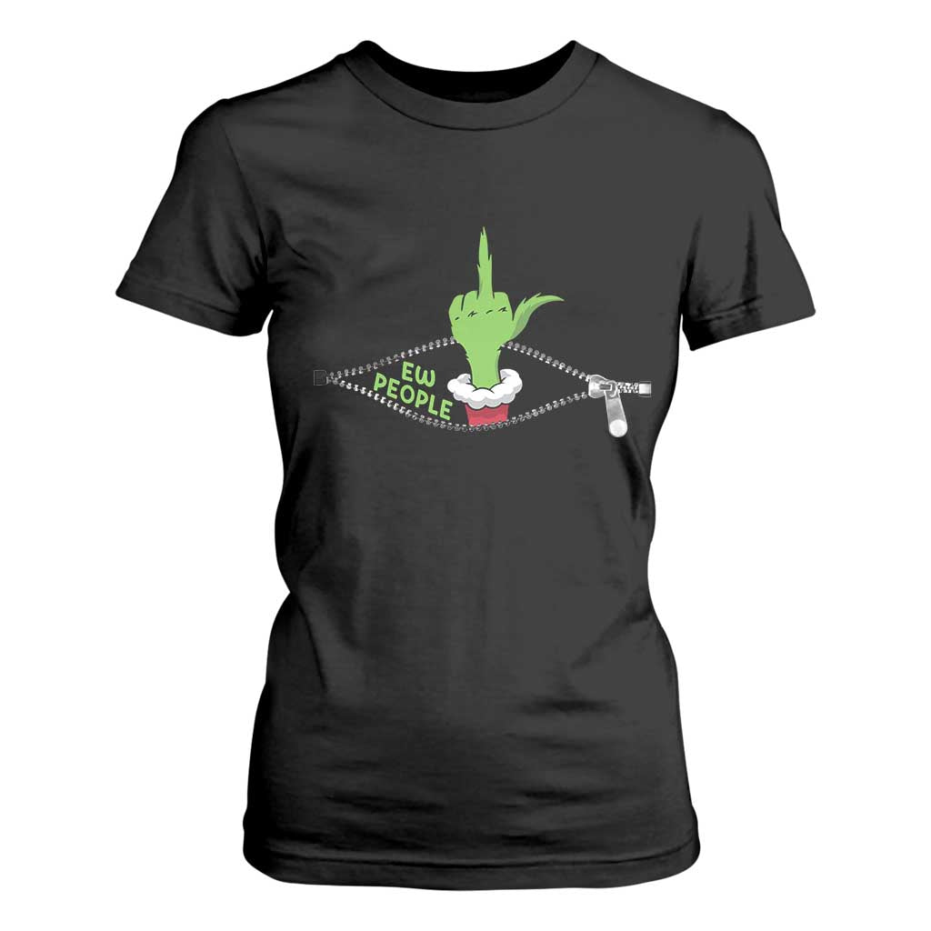 Funny Elf Hand Christmas T Shirt For Women Ew People Anti Socaial Xmas TS14 Black Print Your Wear