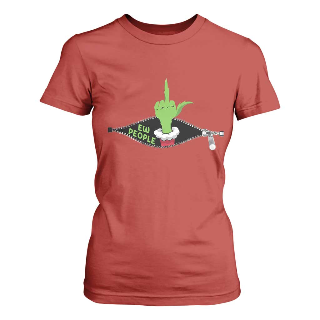 Funny Elf Hand Christmas T Shirt For Women Ew People Anti Socaial Xmas TS14 Red Print Your Wear