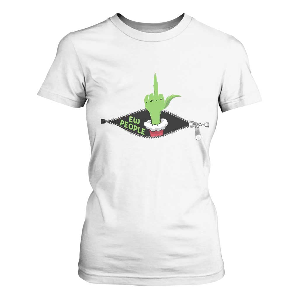 Funny Elf Hand Christmas T Shirt For Women Ew People Anti Socaial Xmas TS14 White Print Your Wear